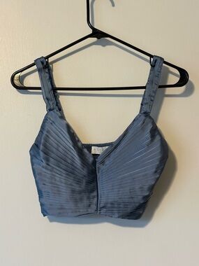 ASTR the Label Satin Crop Top - Slate Blue XS